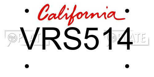 VRS514 California License Plate