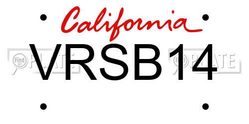 VRSB14 California License Plate