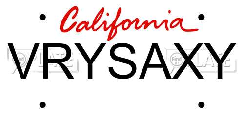 VRYSAXY California License Plate