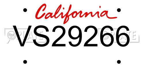 VS29266 California License Plate
