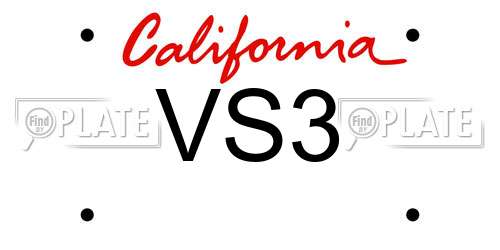 VS3 California License Plate