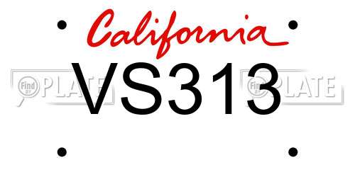 VS313 California License Plate