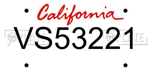 VS53221 California License Plate