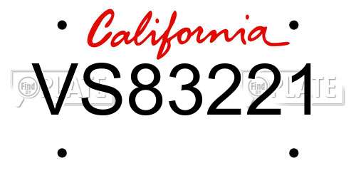 VS83221 California License Plate