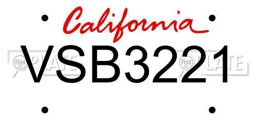 VSB3221 California License Plate