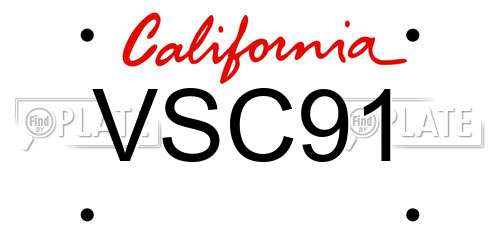 VSC91 California License Plate