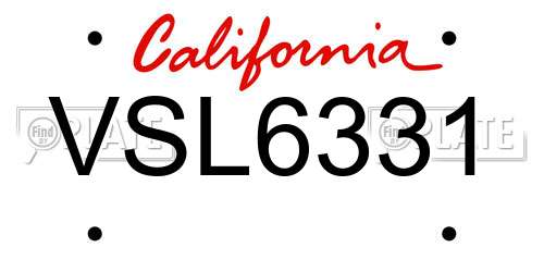 VSL6331 California License Plate