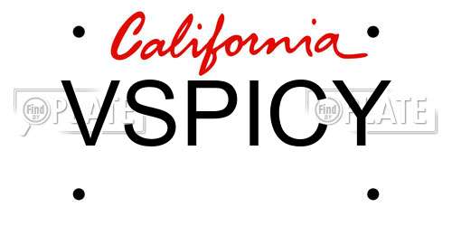 VSPICY California License Plate