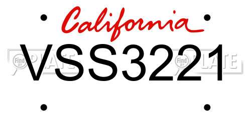 VSS3221 California License Plate
