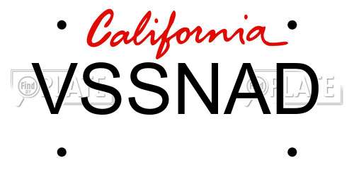 VSSNAD California License Plate