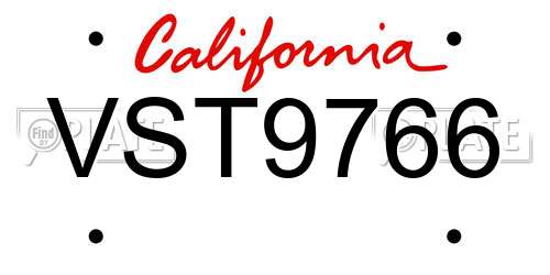 VST9766 California License Plate