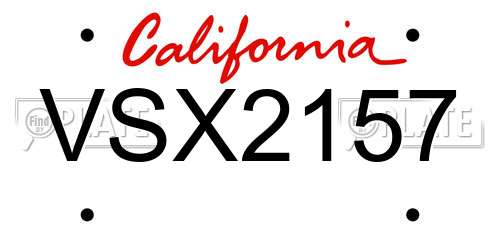 VSX2157 California License Plate