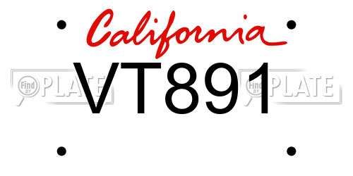 VT891 California License Plate
