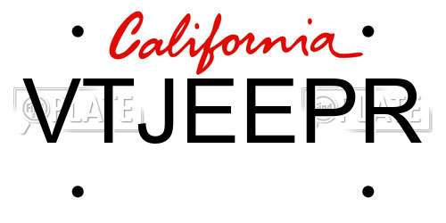 VTJEEPR California License Plate