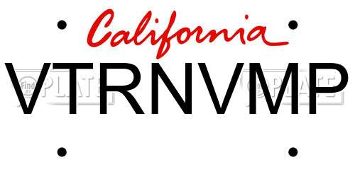 VTRNVMP California License Plate