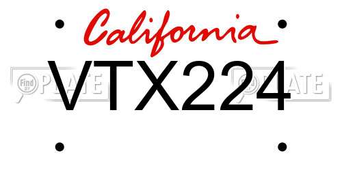 VTX224 California License Plate