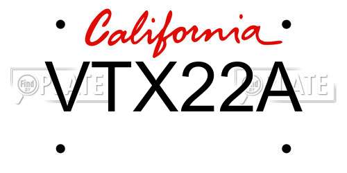 VTX22A California License Plate