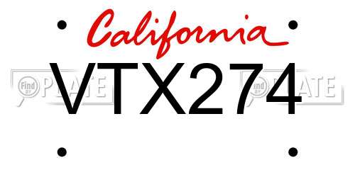 VTX274 California License Plate
