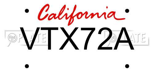 VTX72A California License Plate