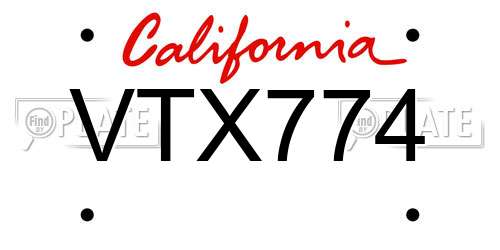 VTX774 California License Plate