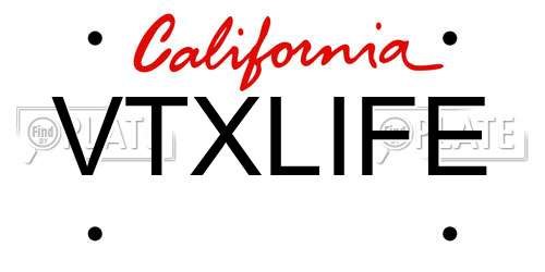 VTXLIFE California License Plate
