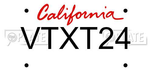 VTXT24 California License Plate