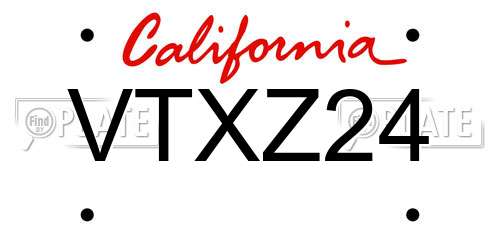 VTXZ24 California License Plate
