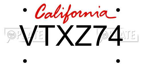 VTXZ74 California License Plate