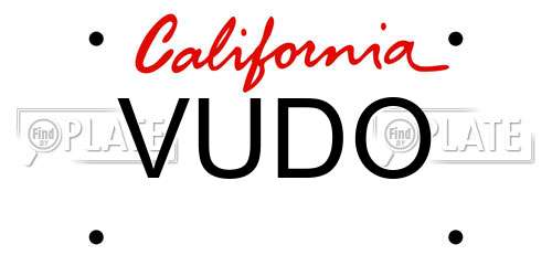 VUDO California License Plate