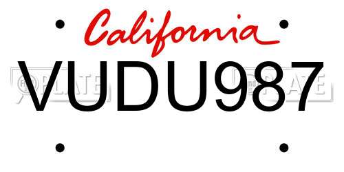 VUDU987 California License Plate