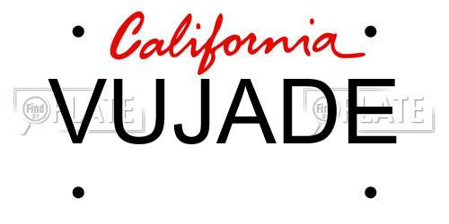 VUJADE California License Plate