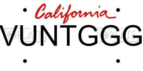 VUNTGGG California License Plate