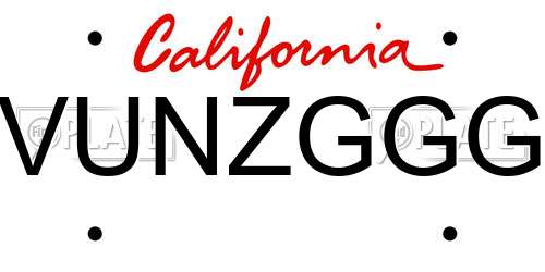 VUNZGGG California License Plate