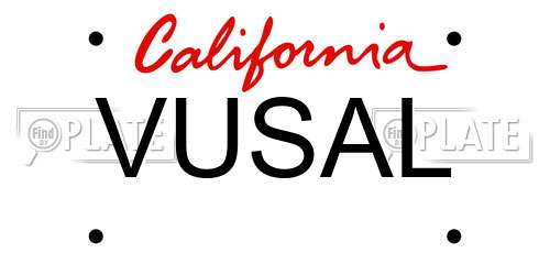 VUSAL California License Plate
