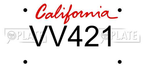 VV421 California License Plate