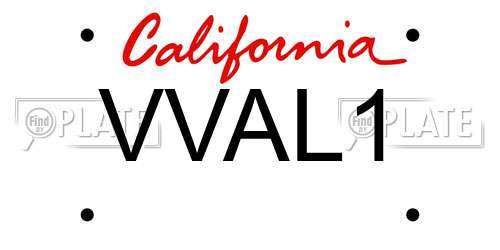VVAL1 California License Plate