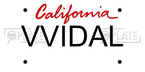 VVIDAL California License Plate
