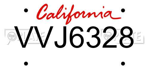 VVJ6328 California License Plate