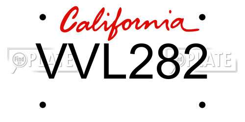 VVL282 California License Plate
