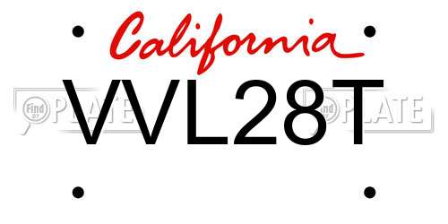 VVL28T California License Plate