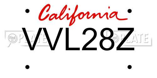 VVL28Z California License Plate
