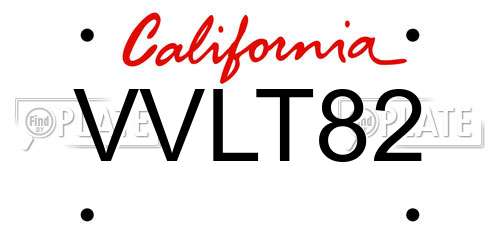 VVLT82 California License Plate
