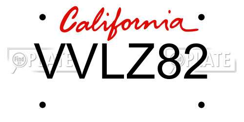 VVLZ82 California License Plate