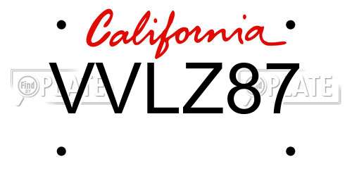 VVLZ87 California License Plate