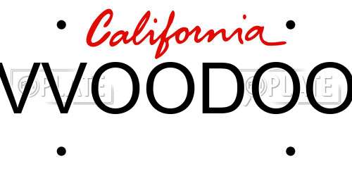 VVOODOO California License Plate