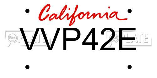 VVP42E California License Plate