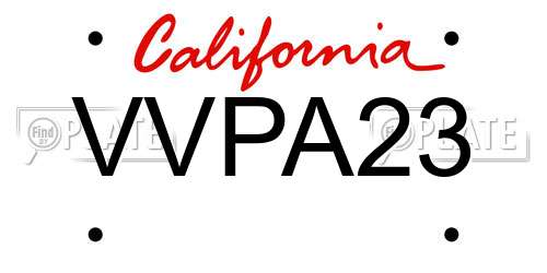 VVPA23 California License Plate