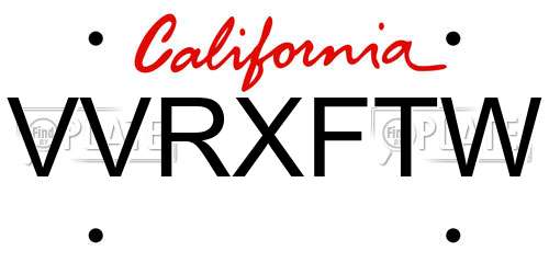 VVRXFTW California License Plate