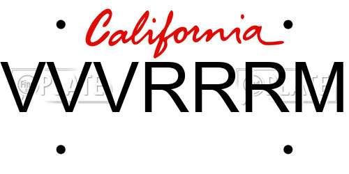 VVVRRRM California License Plate