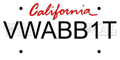 VWABB1T California License Plate
